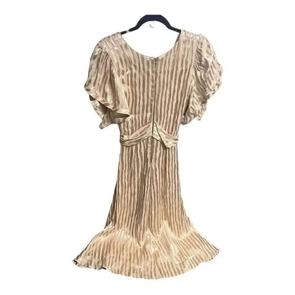 NWT womens AZULU golden stripes lesedi midi v neck ring ruffle dress size 2 - Picture 6 of 14